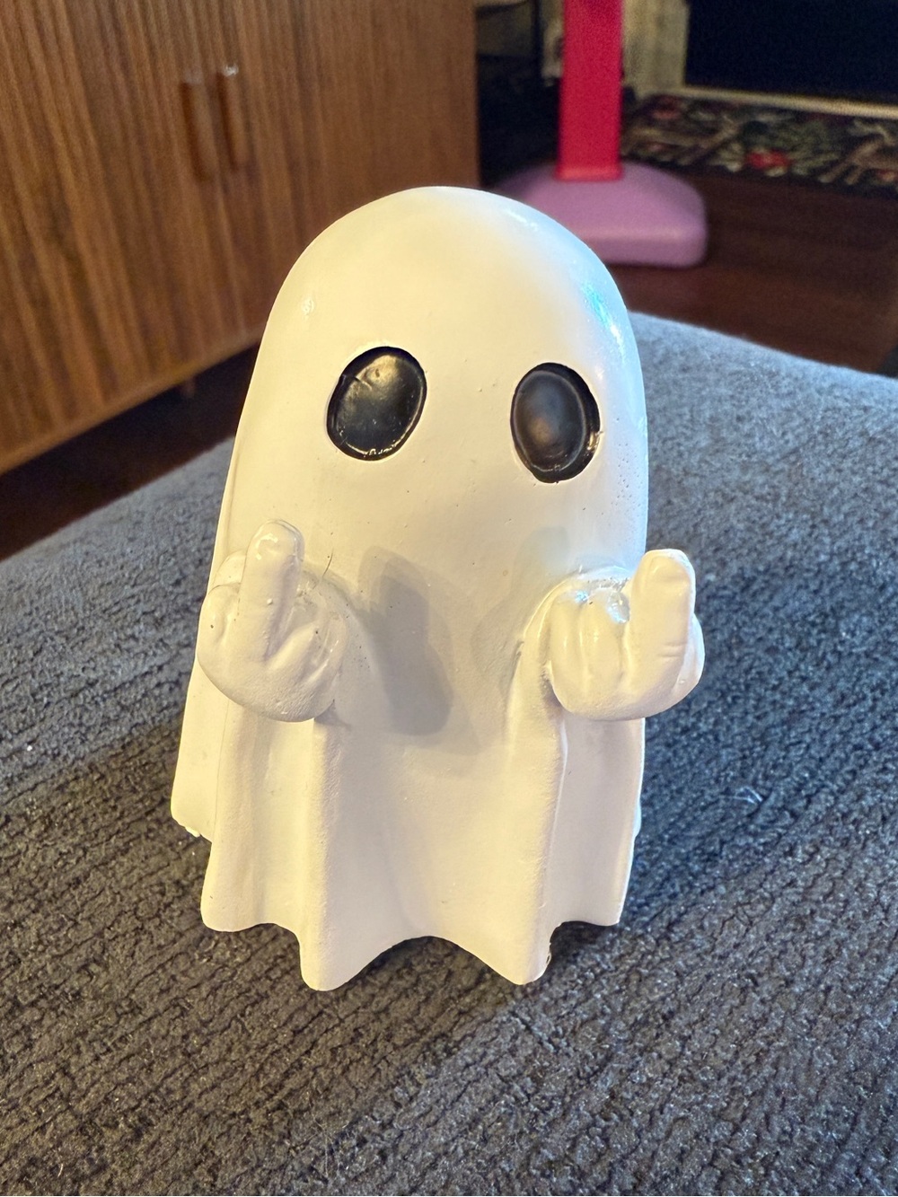 White Halloween Ghost Figurine Decor with Playful Gesture